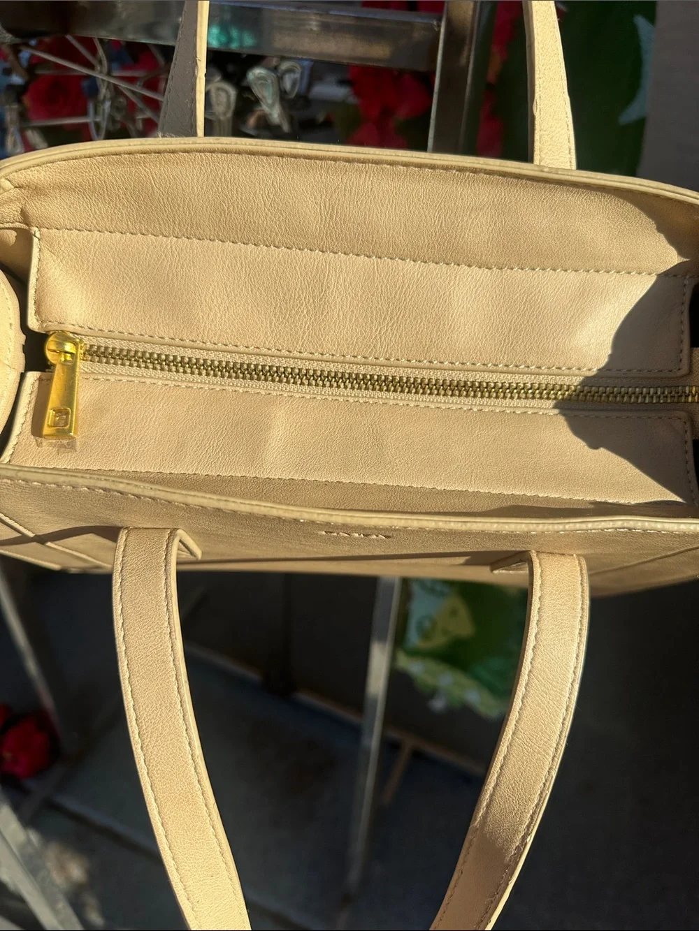 Fawn Design Taupe Tote with Red Bow Charm